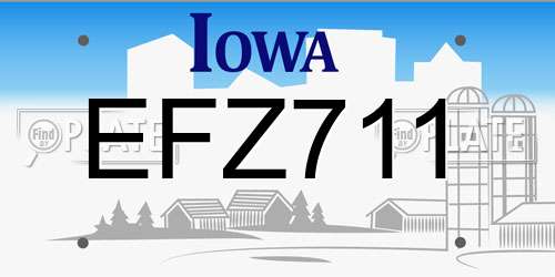 EFZ711 Iowa License Plate