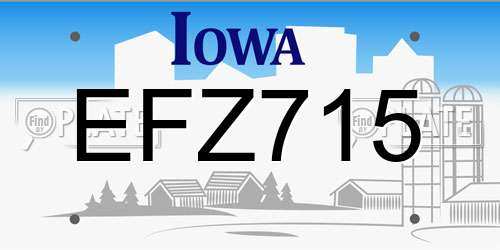 EFZ715 Iowa License Plate