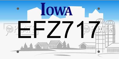 EFZ717 Iowa License Plate