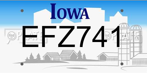 EFZ741 Iowa License Plate