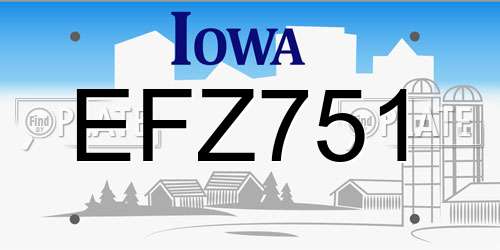 EFZ751 Iowa License Plate