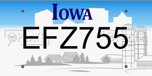 EFZ755 Iowa License Plate