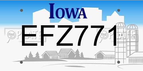 EFZ771 Iowa License Plate
