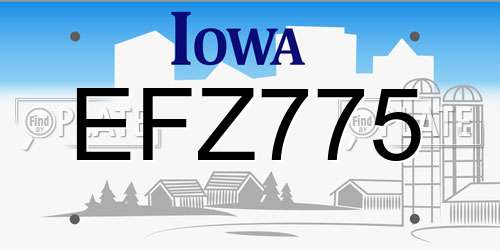 EFZ775 Iowa License Plate