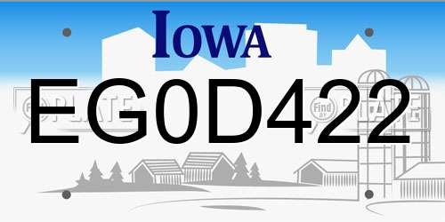 EG0D422 Iowa License Plate