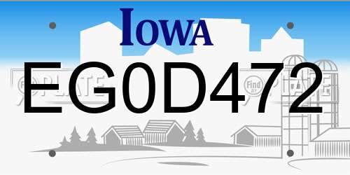 EG0D472 Iowa License Plate