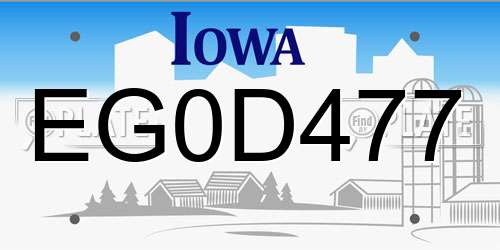 EG0D477 Iowa License Plate