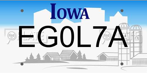 EG0L7A Iowa License Plate