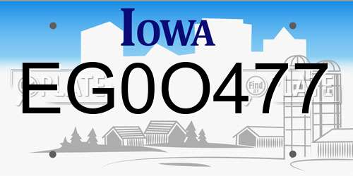 EG0O477 Iowa License Plate