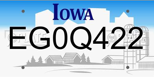 EG0Q422 Iowa License Plate