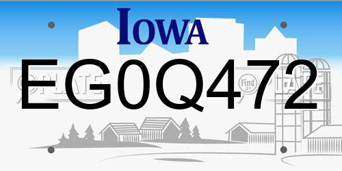 EG0Q472 Iowa License Plate