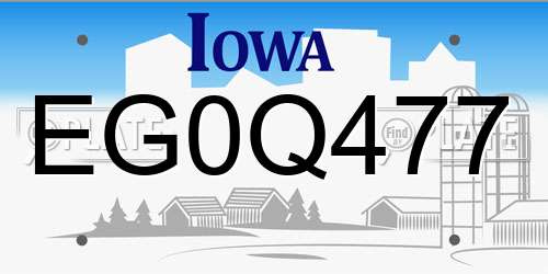 EG0Q477 Iowa License Plate