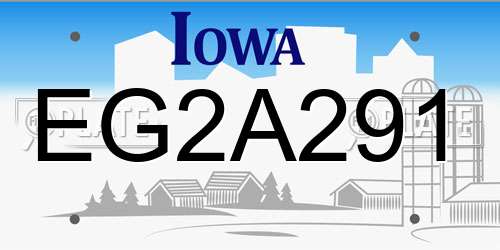 EG2A291 Iowa License Plate