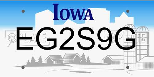 EG2S9G Iowa License Plate