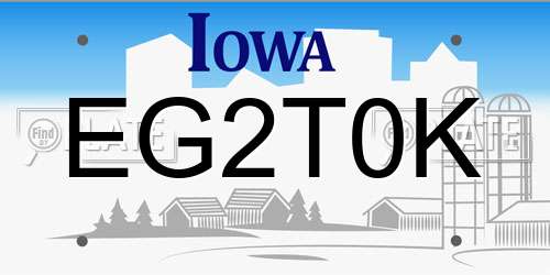 EG2T0K Iowa License Plate