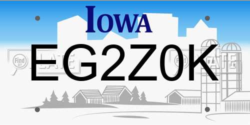 EG2Z0K Iowa License Plate