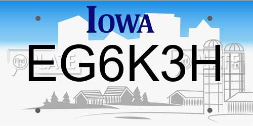 EG6K3H Iowa License Plate