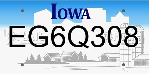EG6Q308 Iowa License Plate