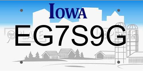 EG7S9G Iowa License Plate