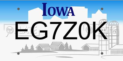 EG7Z0K Iowa License Plate