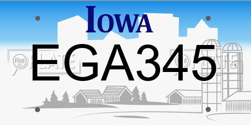 EGA345 Iowa License Plate