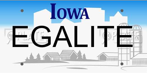 EGALITE Iowa License Plate