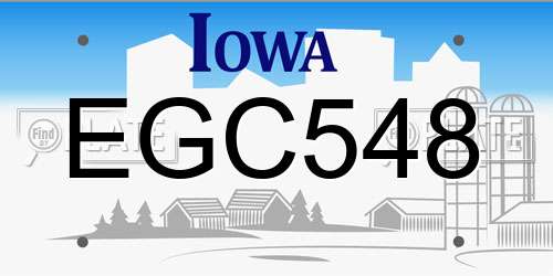 EGC548 Iowa License Plate