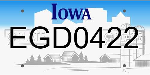 EGD0422 Iowa License Plate