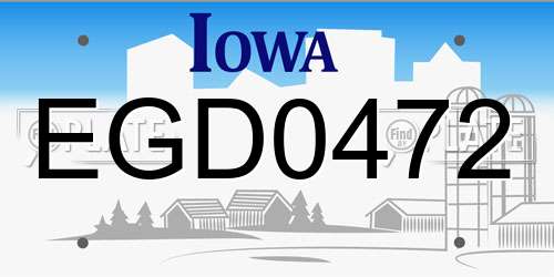 EGD0472 Iowa License Plate