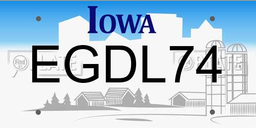 EGDL74 Iowa License Plate