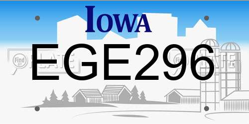 EGE296 Iowa License Plate