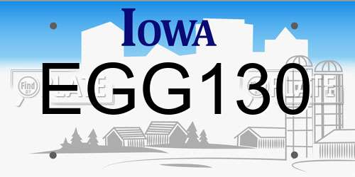 EGG130 Iowa License Plate