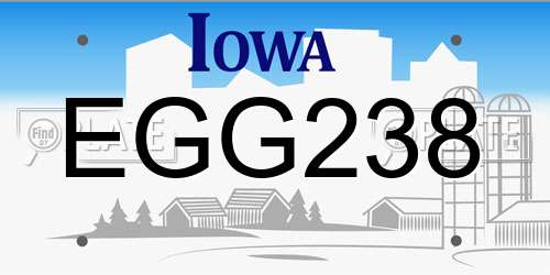 EGG238 Iowa License Plate