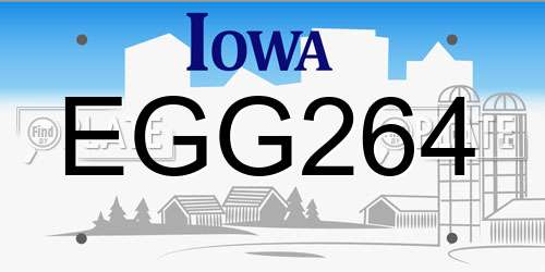 EGG264 Iowa License Plate