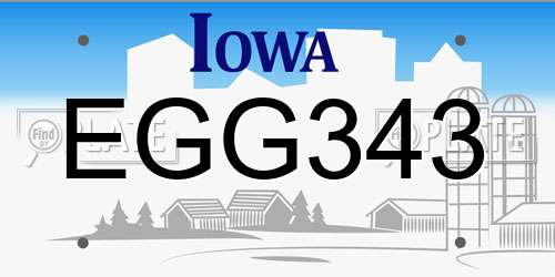 EGG343 Iowa License Plate
