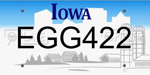 EGG422 Iowa License Plate