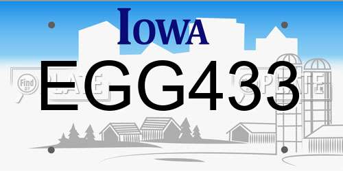 EGG433 Iowa License Plate