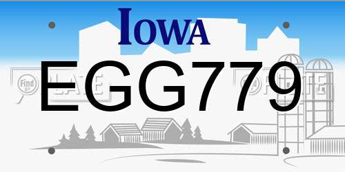 EGG779 Iowa License Plate