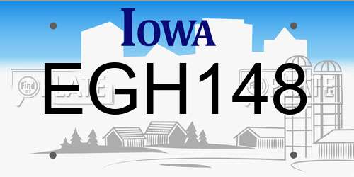 EGH148 Iowa License Plate