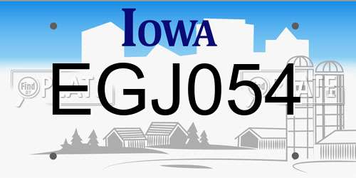 EGJ054 Iowa License Plate