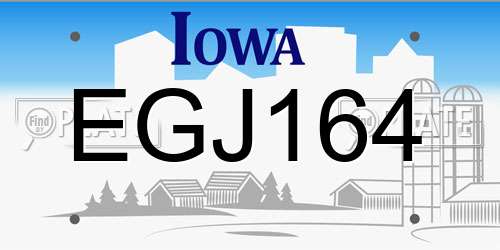 EGJ164 Iowa License Plate