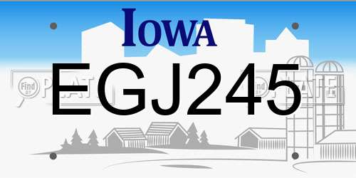 EGJ245 Iowa License Plate