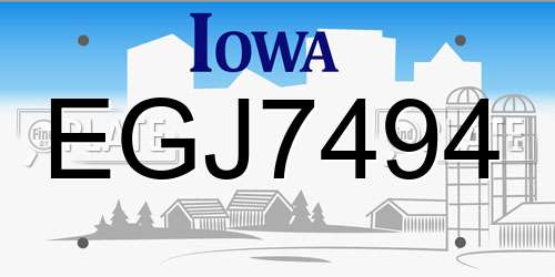EGJ7494 Iowa License Plate