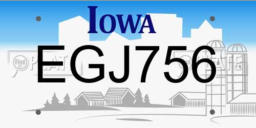 EGJ756 Iowa License Plate