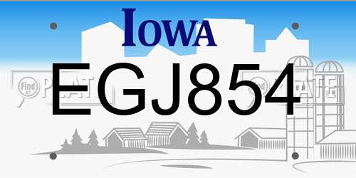 EGJ854 Iowa License Plate
