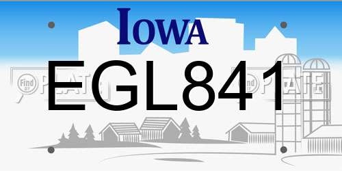 EGL841 Iowa License Plate