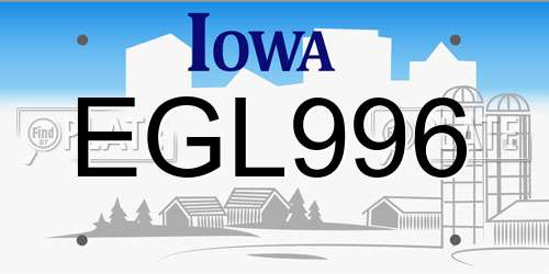 EGL996 Iowa License Plate