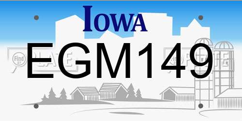 EGM149 Iowa License Plate