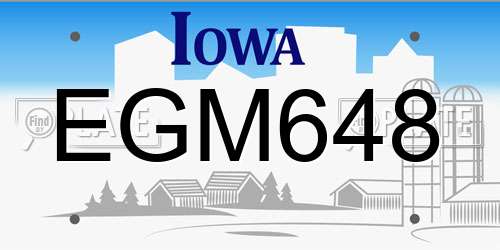 EGM648 Iowa License Plate