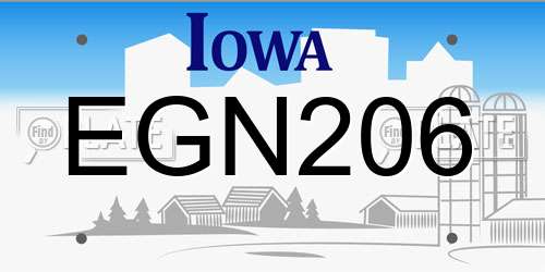 EGN206 Iowa License Plate